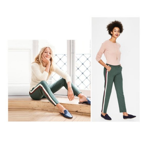 Boden Pants - Boden Green Side-Striped Bristol Trouser Pants